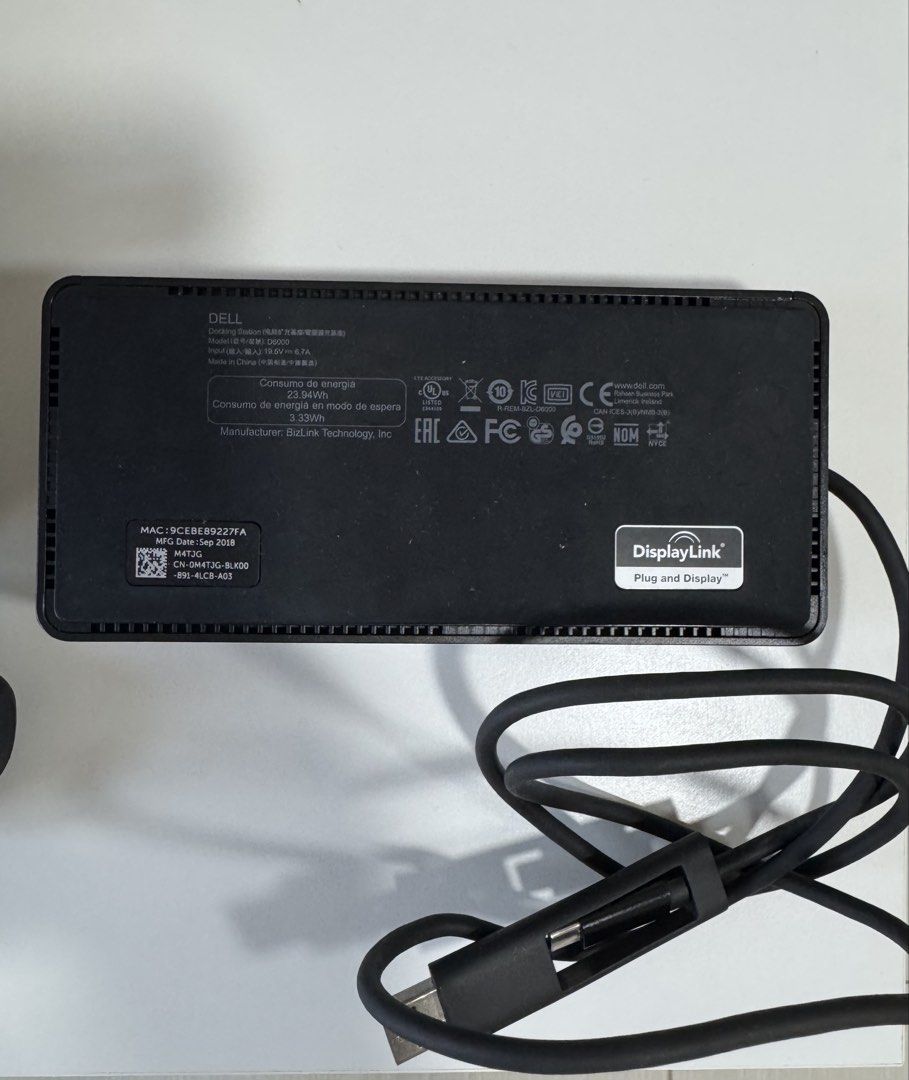 Dell D6000 Docking Station with Power Adapter and USB Cable515681032853923841
