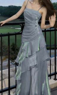 pastel blue maxi dress Esra Linen Strapless Color:Light Teal sale_size_large Embellished Lace Bandeau Mini