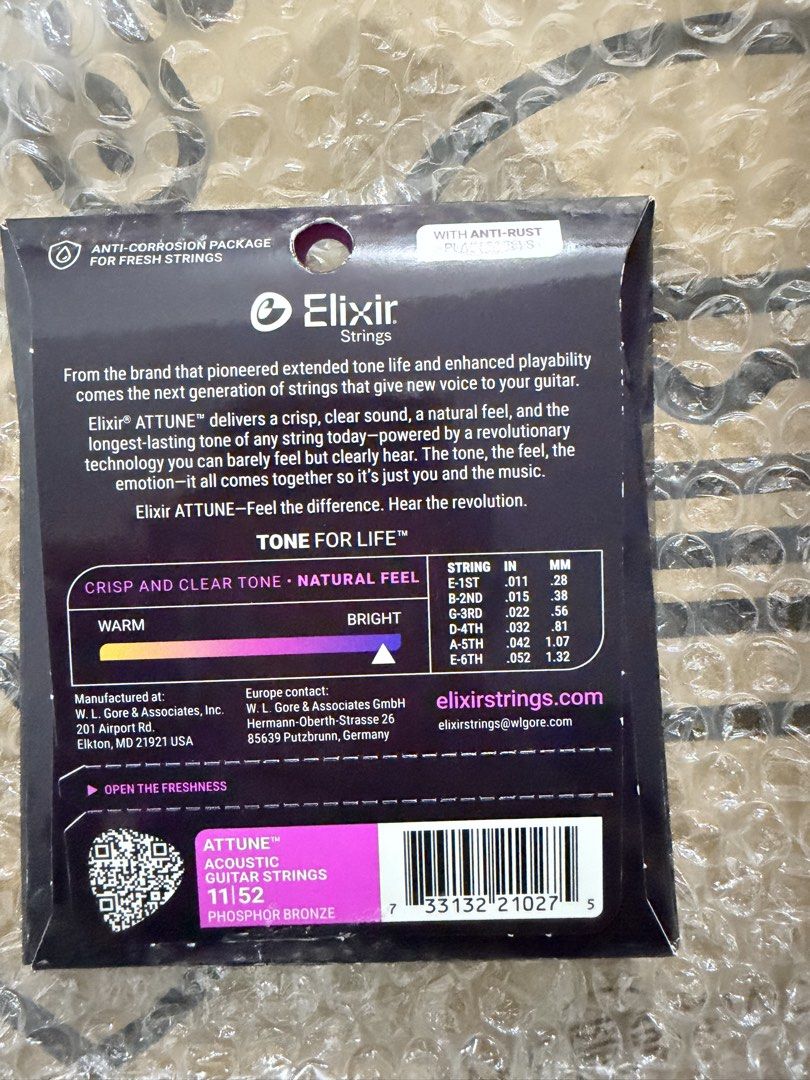 ELIXIR ATTUNE PHOSPHOR BRONZE 11/52 (Category: Portable Audio Accessories) located in Makati City. Submitted by madamchi (Listing ID 1451052292, Image 2). Description: ELIXIR ATTUNE PHOSPHOR BRONZE 11/52 Brandnew and sealed Authentic elixir Pickup Makati City or meetup at Glorietta by schedule .