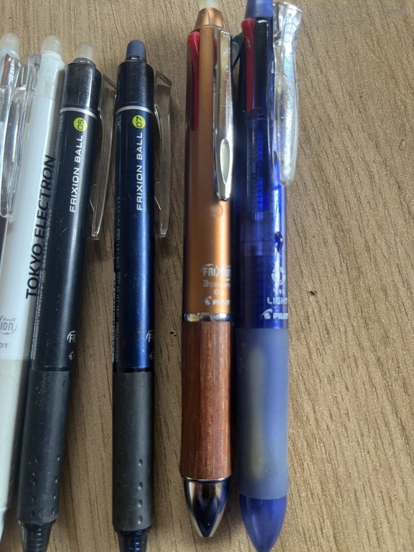 Frixion Click pens (Category: Stationery & School Supplies) located in Pasay City. Submitted by beye01 (Listing ID 1450989109, Image 3). Description: 12 frixion click pens and 1 pilot 4+1 light multipen (with mechanical pencil) 3 pcs 0.4 7 pcs 0.5 1 pc 0.7 1 multipen and 1 pilot multipen Needs ink replacement, except for the pilot multipen. Please check out my other items for sale. Thank you..