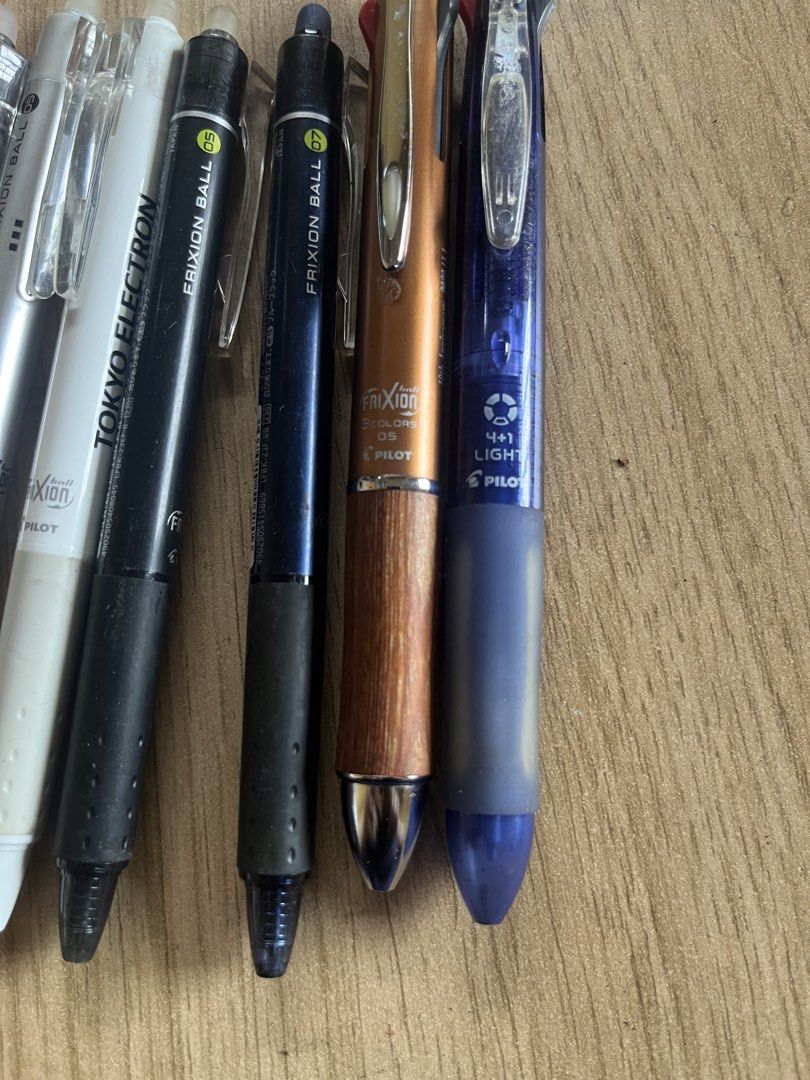 Frixion Click pens (Category: Stationery & School Supplies) located in Pasay City. Submitted by beye01 (Listing ID 1450989109, Image 2). Description: 12 frixion click pens and 1 pilot 4+1 light multipen (with mechanical pencil) 3 pcs 0.4 7 pcs 0.5 1 pc 0.7 1 multipen and 1 pilot multipen Needs ink replacement, except for the pilot multipen. Please check out my other items for sale. Thank you..