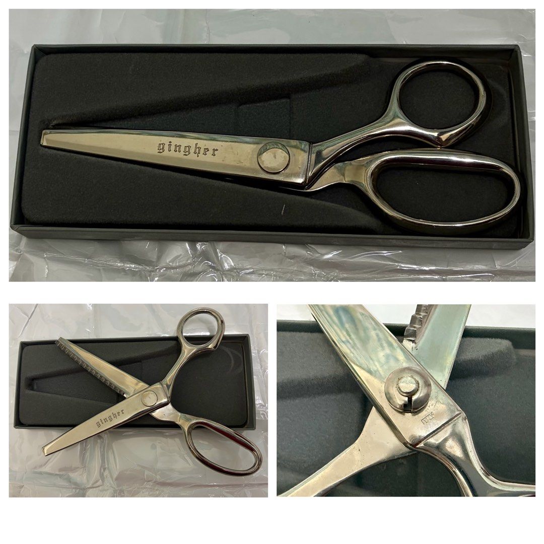 Gingher 7.5 inch pinking shears Made in Italy （分類：文具）位於 Hong Kong。 由 tomatolam 提交（商品編號 1451068743，圖片 1）。簡介： Pinking shears are used in sewing and crafts for finishing seams and creating a decorative pattern. 清屋！包裝有些歲月！存放多年，刀刃略鈍。 面交：堅尼地城地鐵站或 中環地鐵站 只收現金，不設找贖！。