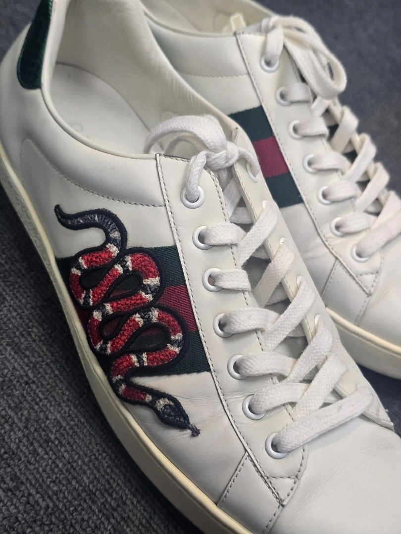 Gucci Snake Embroidered Ace Sneakers (Category: Sneakers & Footwear) located in Taguig. Submitted by mluxeph (Listing ID 1450962634, Image 2). Description: Gucci Snake Embroidered Ace Sneakers Size 9/150.