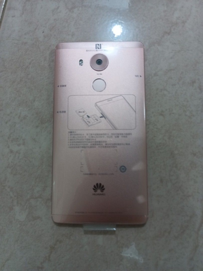 Huawei Mate 8 4/64 gb Rom (Category: Huawei) located in Bacoor. Submitted by purelion_d89f47 (Listing ID 1451036825, Image 3). Description: Pre-loved Huawei Mate 8 in good working condition used only for a week, as back up phone, as you can see phone still have factory. plastics screen and back cover, no issue at all except this is not global rom and it needs knowledge on how to install Google applications. It already have Google Apps and if you 