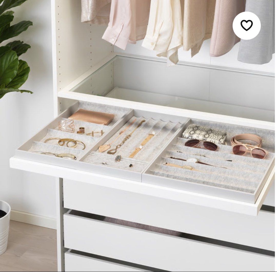 IKEA KOMPLEMENT Grey Felt Drawer Organizer Tray515269883531120641