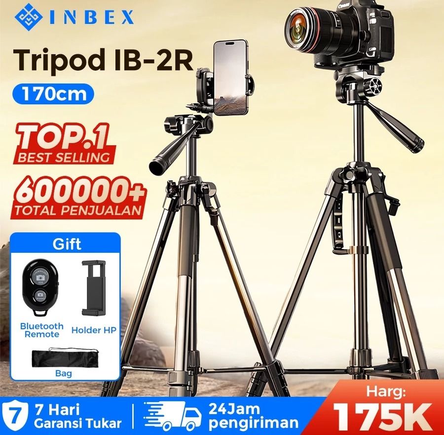 INBEX IB-2R 170CM Tripod Kamera Hp Bluetooth Remote Aluminum Tripot Holder Konten Tongsis Video Tripod (Kategori: Fotografi) berada di Jakarta Pusat. Dikirim oleh jokermania (ID iklan 1451055941, Gambar 1). Deskripsi: Selamat datang di Toko Resmi INBEX 1. Semua Barang READY STOCK di Cikarang & Surabaya 2.PENGIRIMAN CEPAT dalam 24 JAM 3.Dropshipper/Agen/Reseller dipersilakan 4.KEPUASAN DIJAMIN 100% -Jika Anda tidak puas dengan item di toko kami de