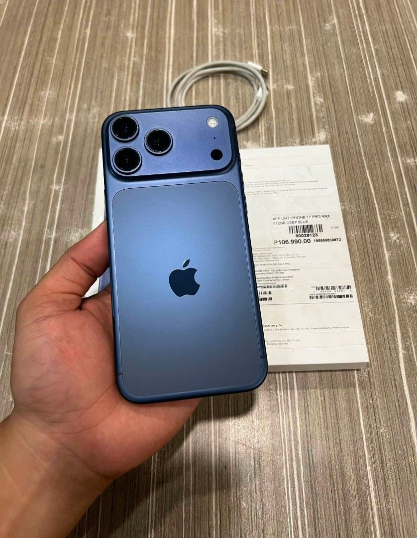 IPHONE 17 PROMAX 512GB (Category: Looking For) located in Paranaque City. Submitted by nelcamino223 (Listing ID 1451025828, Image 2). Description: FOR SALE/SWAP IPHONE 17 PROMAX 512GB DEEP BLUE FACTORY UNLOCKED NTC APPROVED NO ISSUE NO SCRATCH/DENTS GOOD CONDITION 100% BATTERY HEALTH 100+ CYCLE COUNT UNDER WARRANTY FROM BEYOND THE BOX Inclusion RECEIPT(SOFT COPY) BOX SAME EMEI CORD CASE 📍QC COMMONWEALTH WILLING TO DELIVER (ADD DELIVERY FEE).