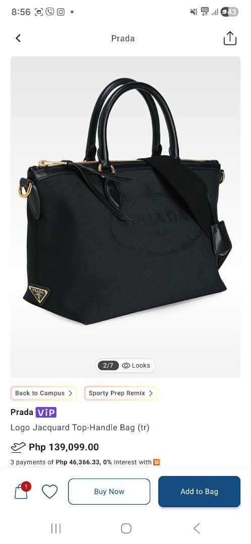 Jacquard Prada (Category: Luxury Bags & Wallets) located in Lipa City. Submitted by donluxxx (Listing ID 1451017153, Image 1). Description: Brand New.