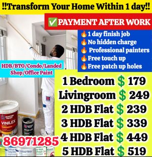 🏠House Painting,Plastering,Epoxy,Vinyl,Varnish,Parquet Polish,Marble Polish,HDB Plaster,Grouting,Door And Door Frame Paint,Kitchen And Toilet Ceiling,Antimould Treatment, Wallpaper Installation, Wallpaper Remove,Wall Design,Momento,Limewash,All Services In Affordable Price Collection item 3