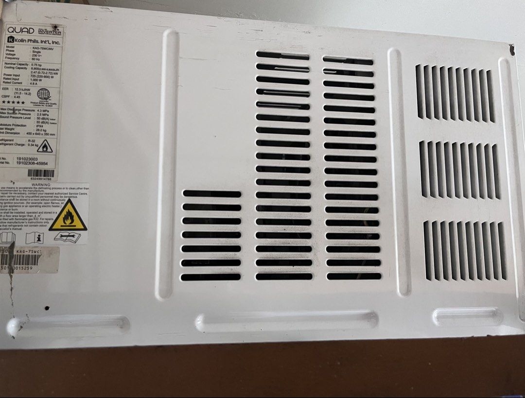 Full DC Inverter Aircon .75 HP Window type (Category: Air Conditioning and Heating) located in Quezon City. Submitted by youngwind.5ec3f3 (Listing ID 1451129469, Image 2). Description: KOLIN 0.75 HP Full DC Inverter Window-Type Air Conditioner (KAG75WCINV) Price: ₱14,898 (Negotiable for sure buyers) Selling my KOLIN 0.75 HP Full DC Inverter Window-Type Air Conditioner in excellent working condition. Model: KAG75WCINV Horsepower: 0.75 HP Date Purc