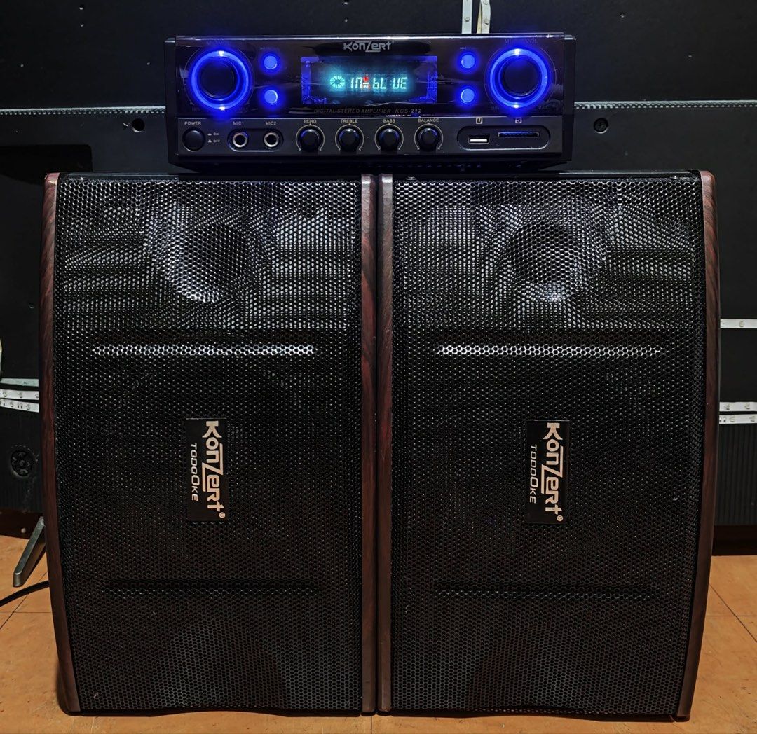 Konzert KCS-212 Amplifier and Speakers (Category: Soundbars, Speakers & Amplifiers) located in Manila. Submitted by eyngel9657 (Listing ID 1451031568, Image 1). Description: - Konzert amplifier and speaker set - Includes two KCS-212 speakers - Amplifier features Bluetooth and USB input - All necessary wires are included - Tested and confirmed working.