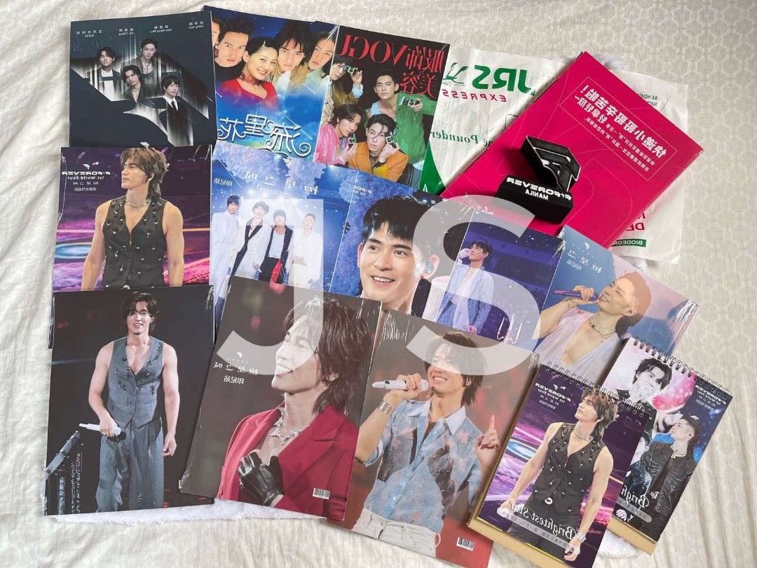 K-pop Merchandise Bundle: Posters, Photobooks, and More (Category: K-Wave Merchandise) located in Quezon City. Submitted by jiglieshop (Listing ID 1451091926, Image 1). Description: - F Forever concert,Jerry Yan, Vic,Vanness, Meteor Garden,Vogue - Includes various posters and photobooks - Features popular idols .