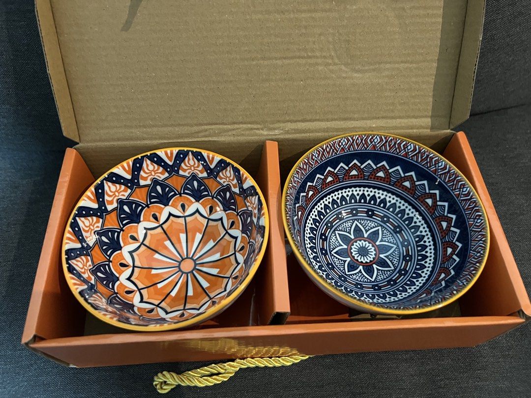 Mandala Design Ceramic Bowl and Chopstick Set515763896268902402