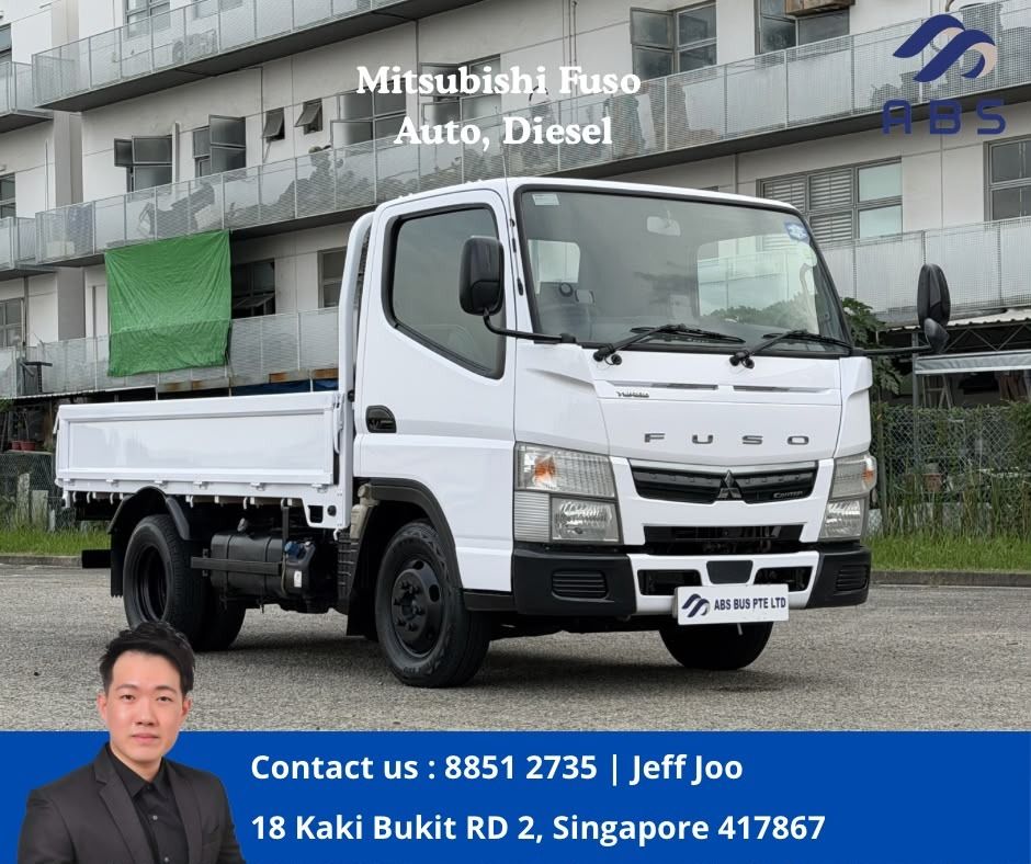 Mitsubishi Fuso Canter FEA01 (Category: Used Commercial Vehicles for Sale) located in Singapore. Submitted by absleasing (Listing ID 1450973847, Image 1). Description: 🚛 𝗠𝗶𝘁𝘀𝘂𝗯𝗶𝘀𝗵𝗶 𝗙𝘂𝘀𝗼 𝗙𝗘𝗔01 𝗔𝘂𝘁𝗼 𝗗𝗶𝗲𝘀𝗲𝗹 𝗙𝗼𝗿 𝗦𝗮𝗹𝗲! ✅ Class 3A Licence Can Drive! 📅 Registered: July 2021 ⏳ COE Balance: 5 Years 💰 Selling Price: $5X,988 💵 Monthly from only $1,0XX++ This 1-owner unit comes with genuine low mileage, brand new paintwo