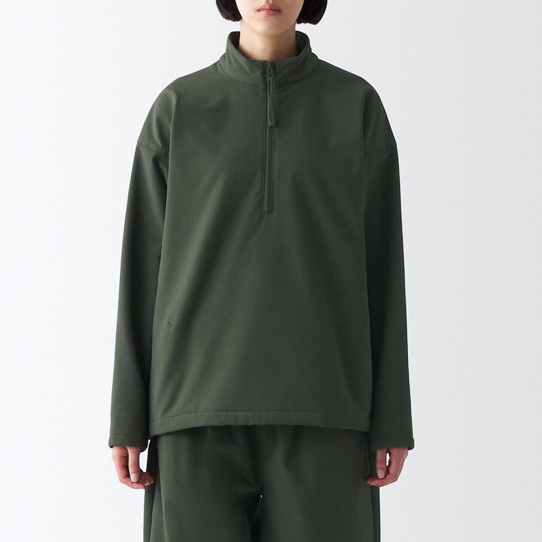 MUJI Half Zip Pullover Jacket Black (Category: Coats, Jackets and Outerwear) located in Pasig City. Submitted by 35th.store (Listing ID 1451128240, Image 2). Description: 25 in w 27.5 in l - MUJI Black Half Zip Pullover Jacket - Size: Medium (M) can fit up to Large - Made in Vietnam - Material: Polyester and Polyurethane blend - Features a reliable YKK zipper - Ideal for layering or as a light outer layer - Easy to wear and versatile.
