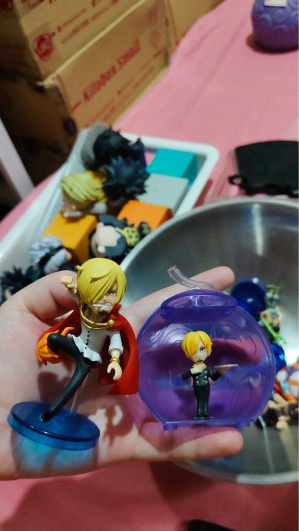 One Piece Sanji Chibi Figures (Category: Designer & Blind Box Toys) located in Apalit. Submitted by itsmeitsuri (Listing ID 1451125290, Image 1). Description: - sanji wcf (with box) - gashapon sanji (with half gacha) - good condition if interested, just send me a dm. for proof of legitimacy, feedback and reviews, visit my blue app! .