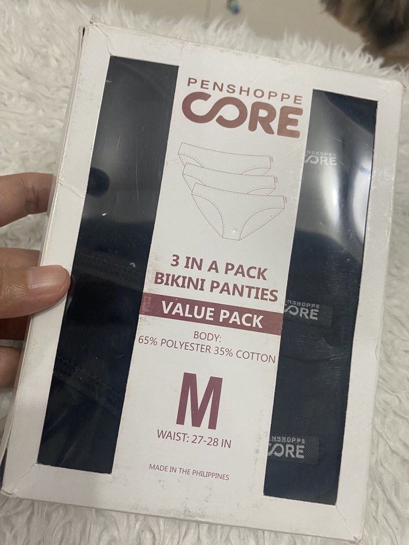 Penshoppe core panty (Category: Undergarments & Loungewear) located in Santa Maria. Submitted by jordangail (Listing ID 1450999116, Image 1). Description: 3 in 1 pack All black 399 on tag 250 only Mine na Gcash Lbc Jnt God bless.