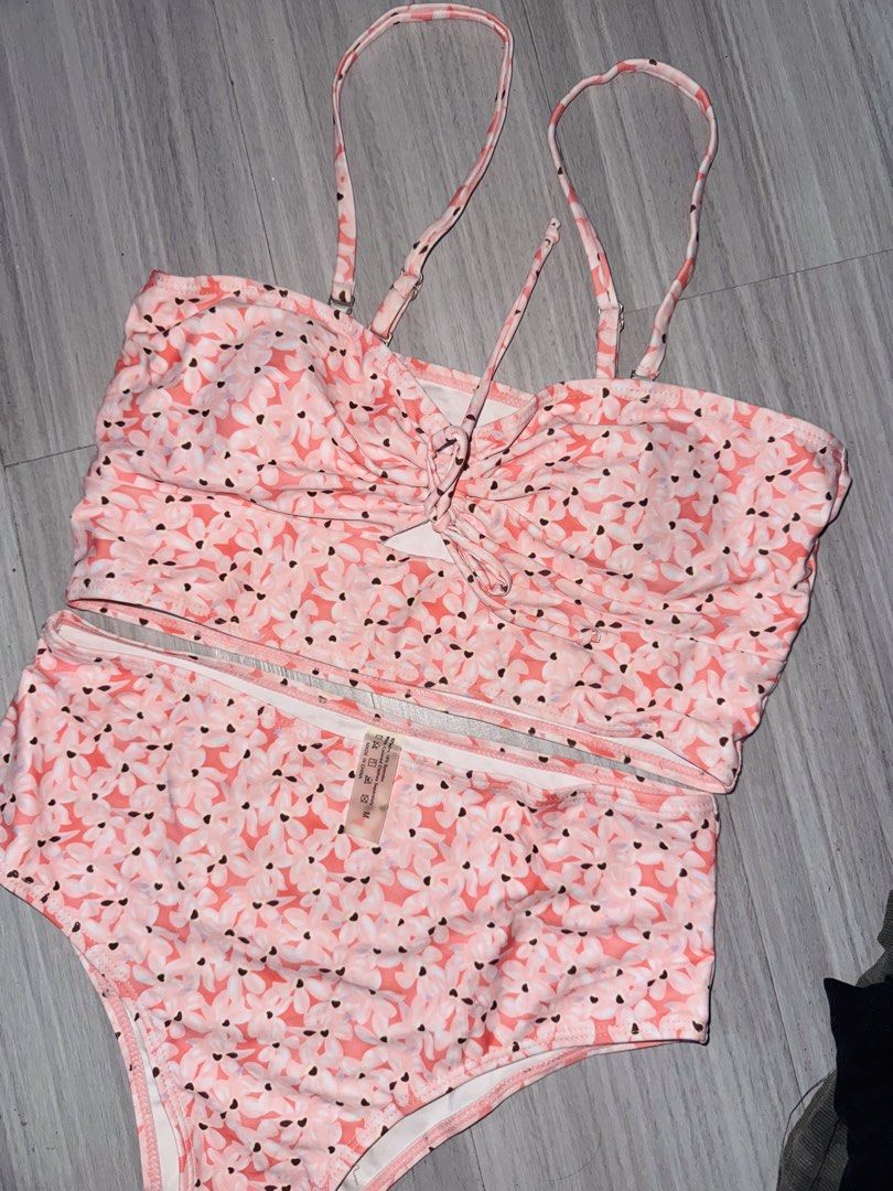 Pink Floral High Waisted Bikini Set (Category: Bikinis & Swimsuits) located in Manila. Submitted by _dyclutter (Listing ID 1451121155, Image 3). Description: • Adorable pink floral bikini set •No ww, never been used • Flattering high-waisted bottoms • Top features adjustable straps and tie-front detail • Ideal for beach days and pool parties • Comfortable and stylish design • Perfect for your next vacation!.