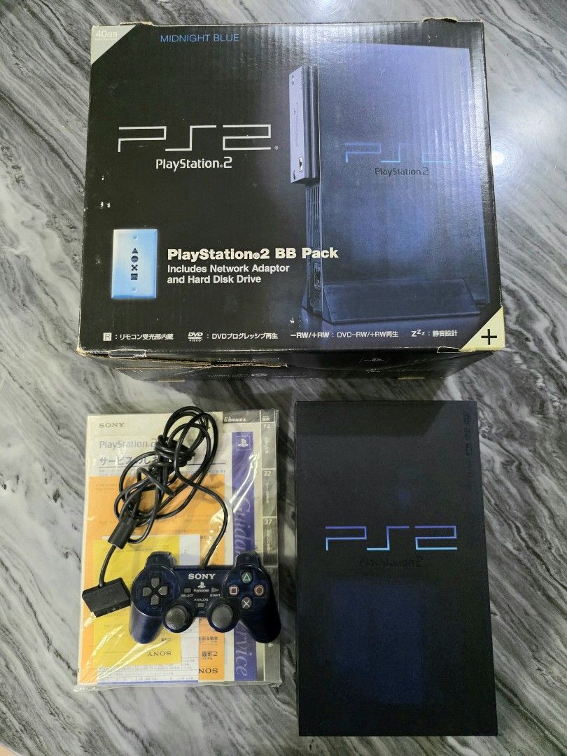 PS2 Midnight Blue BB Pack Console Playstation 2 Super Kinis! (Category: PlayStation) located in Mandaluyong City. Submitted by chan.ningtatum (Listing ID 1451085049, Image 1). Description: For Sale! Playstation 2 Midnight Blue Complete with Box, Manuals, Cables and Controller Unit is Non-Modded. Good Working Condition. Very Good for Collectors. Super Kinis Unit very well kept Checkouts via Shope e and Laz ada Available Shipping: Lalamove, Grab Me