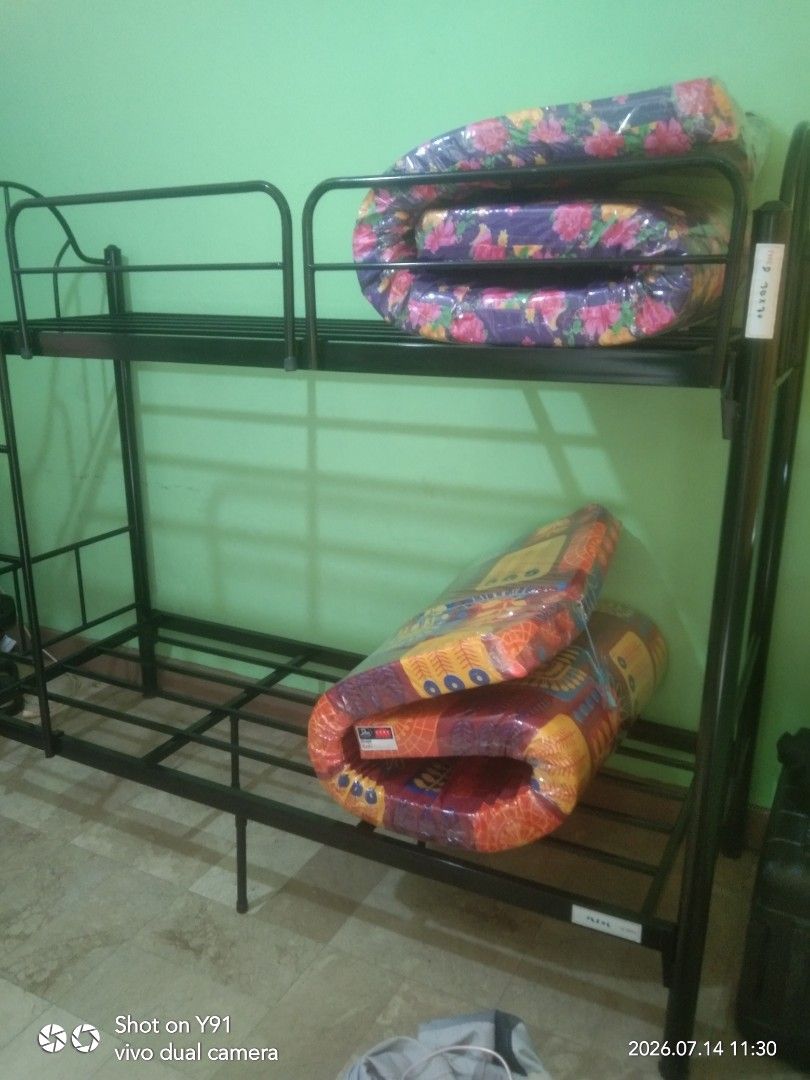 Single doubledeck with mattress (Category: Bed Frames & Mattresses) located in Manila. Submitted by 23kcaleon (Listing ID 1451126200, Image 2). Description: ☑BODEGA PRICE❗❗❗ ☑SALE❗❗SALE❗❗❗ 🔴ORDER NOW DELIVER LATER🔴 🔴NogC furniture🔴 ☑STEELBED FRAME ☑ELEGANT BED FRAME ☑DURA FOAM ☑DOUBLEDECK ☑SPLIT TYPE BEDFRAME ☑ORIGINAL URATEX FOAM ☑DURABOX/CABINETS ☑DINNING TABLE ☑L SHAPE SOFA SET ☑FOLDING BED ☑HEAVY DUTY AND GOOD QUALITY ☑ALL SIZES AVAILABLE
