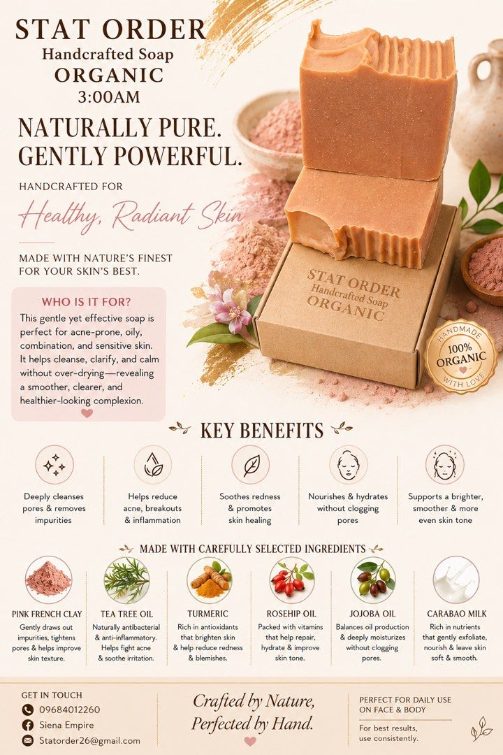 Stat Order Handcrafted Soap Organic (3:00AM) (Category: Bath) located in Mandaluyong City. Submitted by Skin_ClothingEmpire (Listing ID 1451051134, Image 1). Description: .