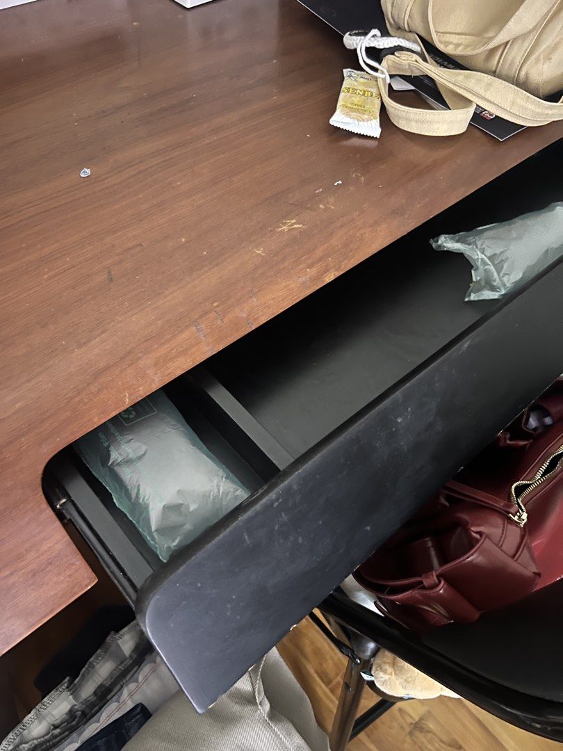 Study table (Category: Tables & Sets) located in Singapore. Submitted by lise123 (Listing ID 1451023300, Image 3). Description: Sleek study desk that comes with a drawer. It has an attached speaker but not sure if it still works. 87cm depthx 120cm width X 74cm height Self collects at Amk. Pls note that table is at level 3 of the house. .