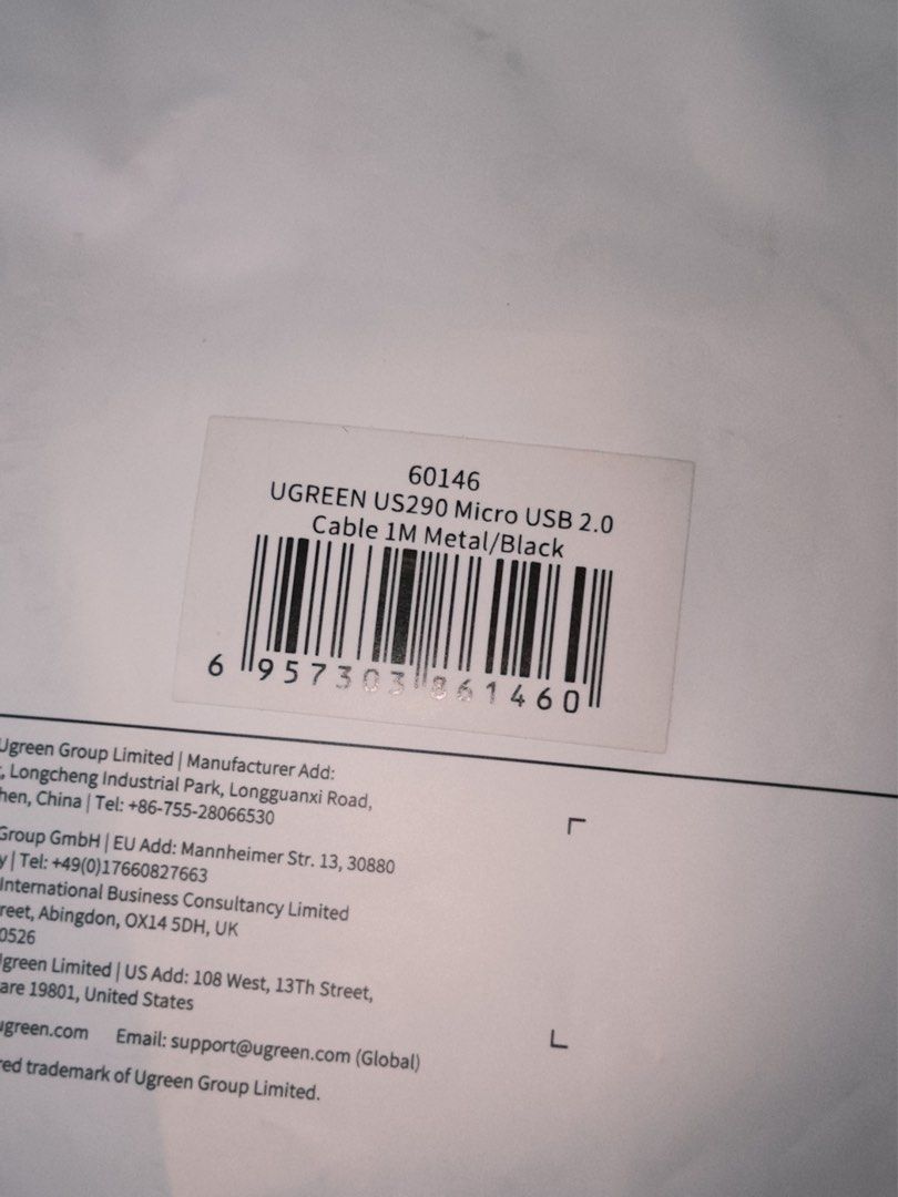 UGREEN US290 Micro USB 2.0 Cable 1M Metal/Black (Category: Chargers & Cables) located in Caloocan City. Submitted by minuteburger (Listing ID 1451115115, Image 2). Description: - UGREEN Micro USB Cable (Model US290) - Color: Metal/Black - Length: 1 meter - USB 2.0 standard - Ideal for charging and data transfer - Multiple units available - User instructions included in some packages.