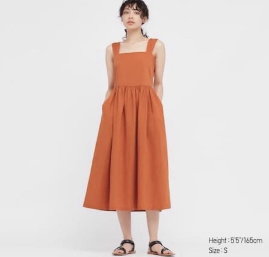 Uniqlo Linen Blend Dress (Category: Dresses) located in Bacolod City. Submitted by jenmi_ (Listing ID 1451090861, Image 2). Description: Uniqlo Linen Blend Dress Small Rust color used twice.