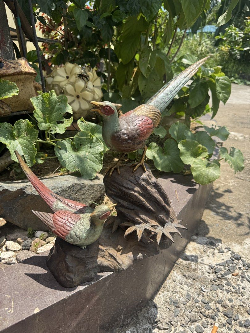 Vintage Bronze Pheasant Bird Figurine Set (Category: Figurines & Statues) located in Cainta. Submitted by danica010314 (Listing ID 1451070381, Image 3). Description: - Set of two bronze pheasant figurines. - One pheasant perched on a rock, the other on a smaller stone. - Features detailed feathers and lifelike expressions. - Adds a classic, elegant touch to any room. - Ideal for collectors of figurines or decorative art..