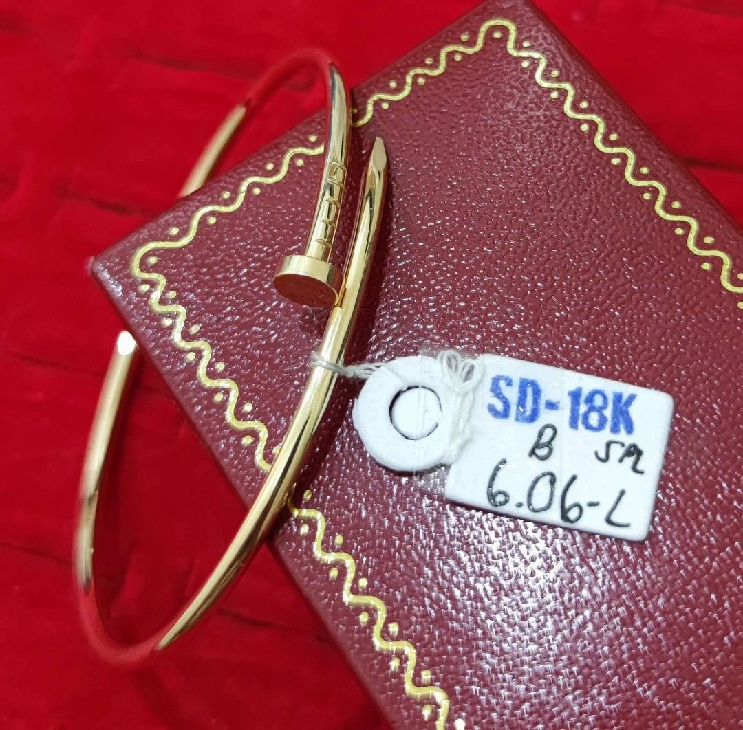 18k Saudi Gold nail bangle (Category: Bracelets) located in Manila. Submitted by bhelgoldseller2ndaccount (Listing ID 1451238810, Image 2). Description: New!!✨New!!✨New!! Authentic 18k Saudi Golds 💯pawnable/naisasanla 💯with high appraisal rate 💯good investment 💯Direct supplier price 👉OPEN for resellers 🌺please take time to evaluate their actual sizes and grams 👉Best panggift for all occasions ✅ Sold per grams not per piece Kya lowest price
