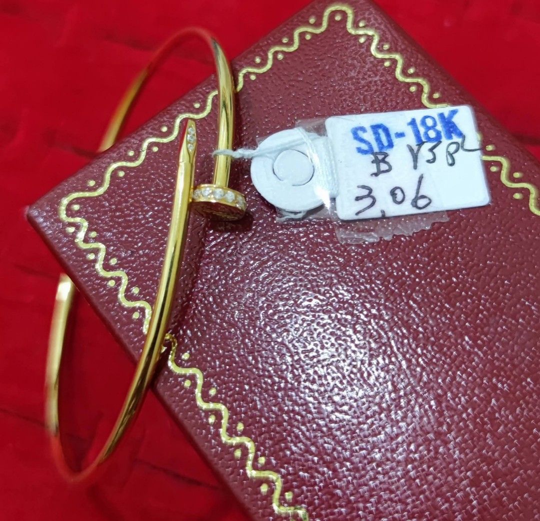 18k Saudi Gold nail bangle (Category: Bracelets) located in Manila. Submitted by bhelgoldseller2ndaccount (Listing ID 1451238810, Image 1). Description: New!!✨New!!✨New!! Authentic 18k Saudi Golds 💯pawnable/naisasanla 💯with high appraisal rate 💯good investment 💯Direct supplier price 👉OPEN for resellers 🌺please take time to evaluate their actual sizes and grams 👉Best panggift for all occasions ✅ Sold per grams not per piece Kya lowest price