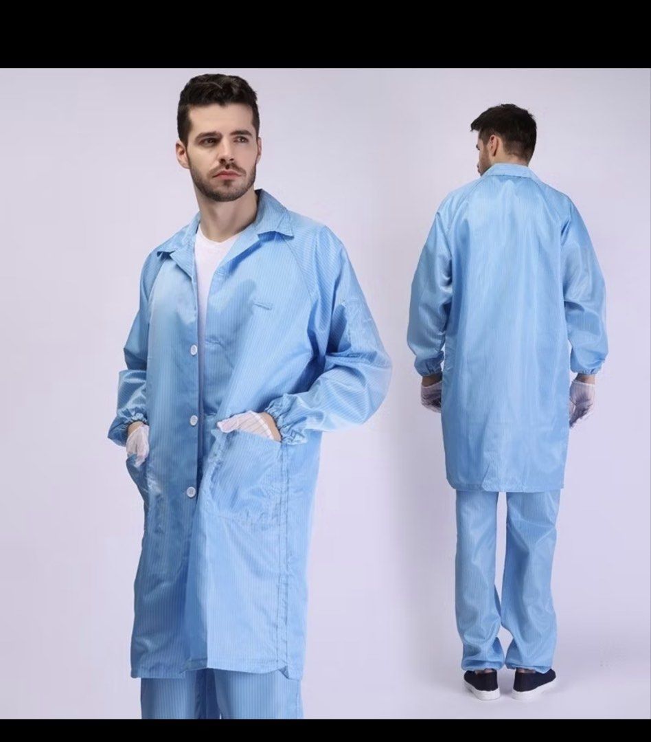 [3pc set] Anti Static ESD Smock Gown Lab Coat (Blue, Large) (Category: Braces, Support & Protection) located in Pasig City. Submitted by mienacing (Listing ID 1451255570, Image 1). Description: - Strictly sold as a set (accidentally bought the wrong type of smock gown 🥲) - Bought on orange app for 169 each - Brand new, never used (only opened 1 to try it on) Item description: - Blue anti-static and dust-proof smock gown - Washable and reusable f