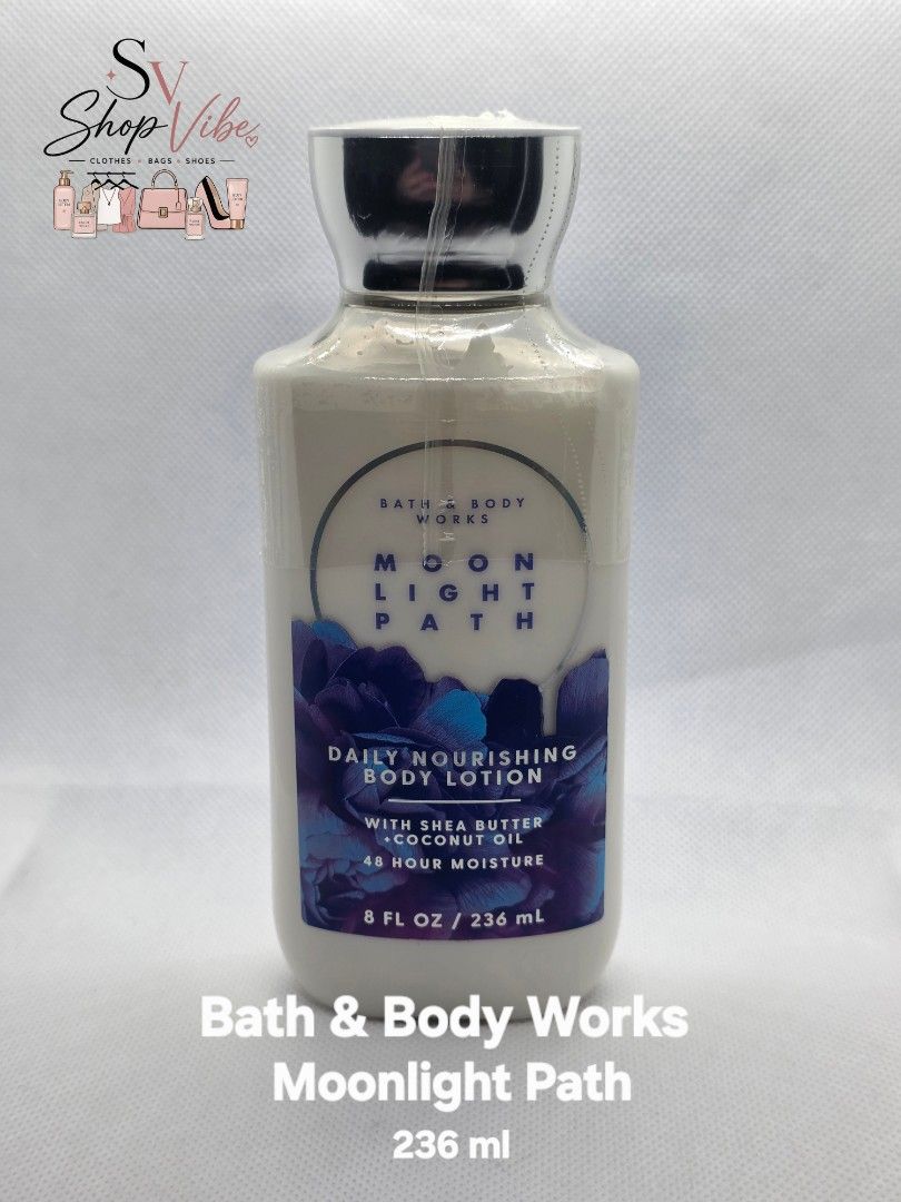 Bath & Body Works Moonlight Path Body Lotion (Category: Body Care) located in Pasig City. Submitted by shop_vibe08 (Listing ID 1451322354, Image 1). Description: Bath & Body Works In The Stars Body Lotion 💯authentic 💯 brandnew 💯 from US🇺🇸🇺🇸🇺🇸 ✅️on hand ✅️ready to ship ✅️ Original price: 💲15.95 Selling price : P 600 👉Size: 236ml 👉Enriched with Shea Butter and Coconut Oil 👉 Fragrance Notes: Starflower, Sandalwood, White Sandalwood Musk