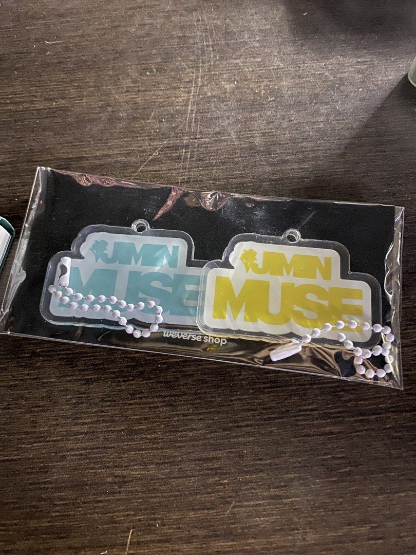 BTS Jimin Muse Acrylic Keychain Set (Category: K-Wave Merchandise) located in Quezon City. Submitted by drei13_sniffles (Listing ID 1451318267, Image 1). Description: - Set of 2 Jimin Muse keychains - Colors: Light blue and yellow - Authentic Weverse Shop purchase - Ball chains included - POB from MUSE Album Set -well-kept; never used - rfs: downsizing - price + sf.