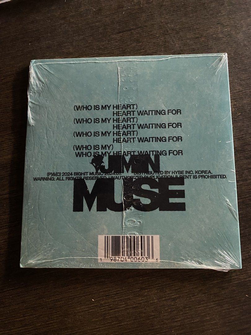 BTS Jimin MUSE Who CD (Category: CDs & DVDs) located in Quezon City. Submitted by drei13_sniffles (Listing ID 1451318582, Image 2). Description: - BTS Jimin Single CD MUSE - Version: 'Who Is My Heart Waiting For' - Condition: Brand new, still sealed in plastic - A must-have for collectors; bought from US - well-kept - rfs: downsizing - price + sf.