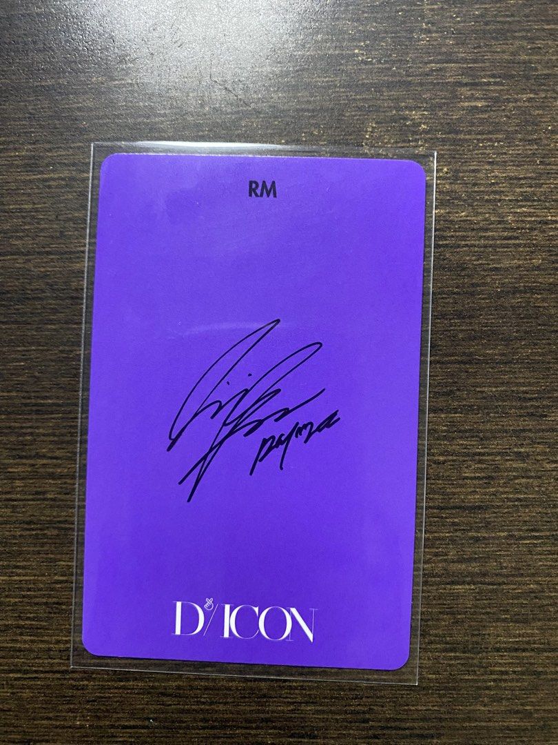 BTS RM DICON Photocard - Signed (Category: K-Wave Merchandise) located in Quezon City. Submitted by drei13_sniffles (Listing ID 1451188307, Image 2). Description: - RM DICON photocard - Features RM's signature on the back - Ideal for BTS fans and collectors - Comes in a protective sleeve - not sure of the authenticity since gifted, but part of the collection and was well kept. - rfs: need funds for vet bills. - 200 + sf.