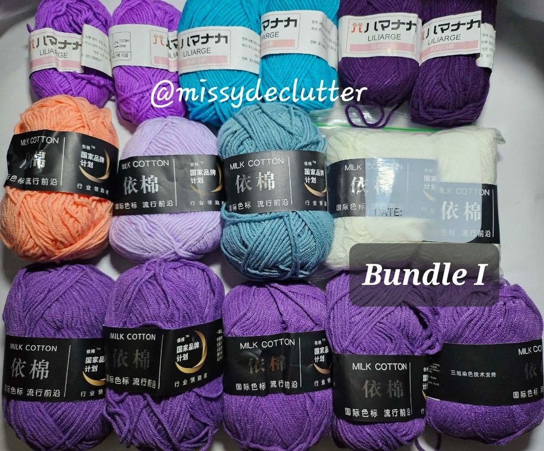 Bundle of assorted yarn (28 balls various weight) (Category: Craft Supplies & Tools) located in Makati City. Submitted by missydeclutter (Listing ID 1451322843, Image 2). Description: Rush sale/quit business/moving out (until July 25 only) !!! Bundle I 4-ply milk cotton yarn. 28 balls of various colors and weight. Approx 2mm strand width and 50g per ball. Can get discounted price if availed with other yarn bundles. Message for more details. Cash 