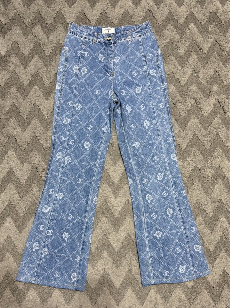 Chanel - 23A Camelia Monogram Flared Denim Jeans (Category: Jeans) located in Cavite. Submitted by commoncourtesy (Listing ID 1451137519, Image 1). Description: Size 36 FR .