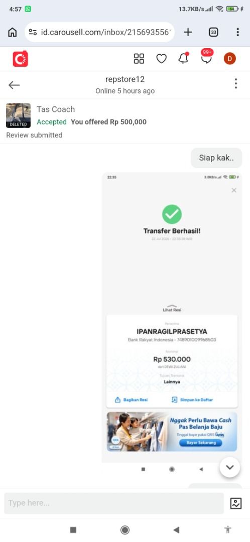 Coach original (Kategori: Tas & Dompet) berada di Blitar. Dikirim oleh jeje2022 (ID iklan 1451320851, Gambar 3). Deskripsi: Setelah ditransfer akun ku diblokir dan dia upload lagi barangnya..