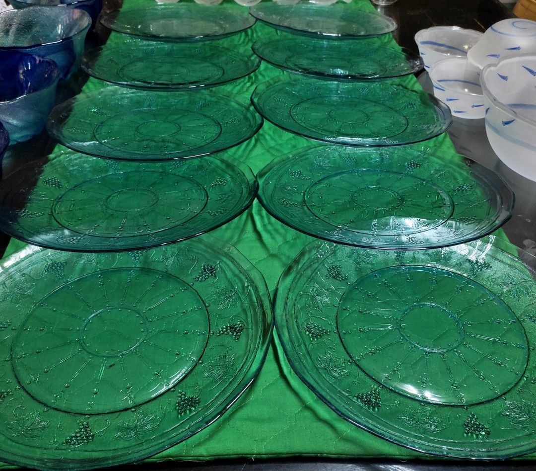Crystal plates/bowls (Category: Dinnerware & Cutlery) located in Manila. Submitted by margeventa (Listing ID 1451162492, Image 3). Description: blue crystal plates grape design 10.5" 150 each(10pcs) thick crytal bowl with blue hues 150 each frosted set bowls take all 600 * buyer shoulders sf Location:CAINTA.