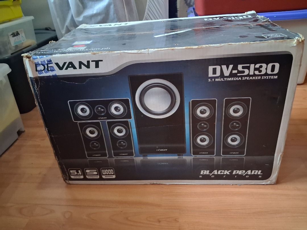 Devant DV-S130 5.1 Multimedia Speaker System (Category: Soundbars, Speakers & Amplifiers) located in Quezon City. Submitted by p1tch.black (Listing ID 1451158855, Image 1). Description: 🔊 FS: DEVANT 5130 5.1 Speaker System 🔊 📦 BNDS (Brand New Dead Stock) – Still in the original box ✅ Opened only during purchase for inspection Package Includes: ✔️ Subwoofer ✔️ Front Speakers ✔️ Rear Speakers ✔️ Center Speaker ✔️ Complete Speaker & RCA Cables 💰