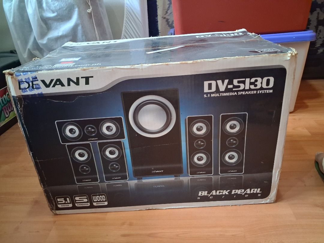 Devant DV-S130 5.1 Multimedia Speaker System (Category: Soundbars, Speakers & Amplifiers) located in Quezon City. Submitted by p1tch.black (Listing ID 1451158855, Image 3). Description: 🔊 FS: DEVANT 5130 5.1 Speaker System 🔊 📦 BNDS (Brand New Dead Stock) – Still in the original box ✅ Opened only during purchase for inspection Package Includes: ✔️ Subwoofer ✔️ Front Speakers ✔️ Rear Speakers ✔️ Center Speaker ✔️ Complete Speaker & RCA Cables 💰