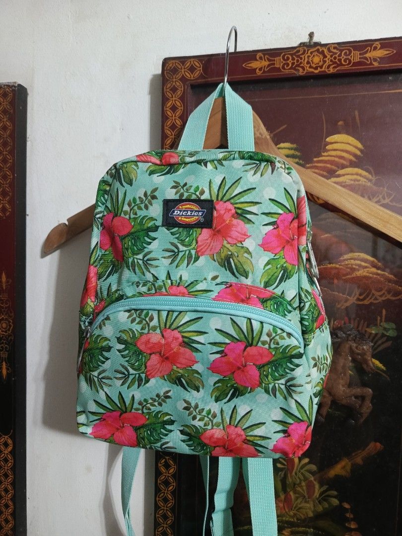 Dickies Tropical Floral Backpack (Category: Backpacks) located in Manila. Submitted by fiercehorse-60ca (Listing ID 1451306645, Image 2). Description: - Cute Dickies backpack - Tropical floral print (light blue with pink flowers & green leaves) - Main compartment - Front zip pocket - Adjustable straps - Ideal for everyday use or travel.