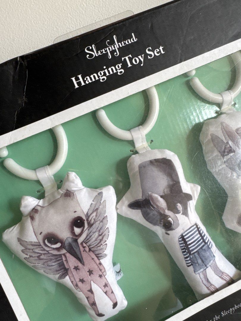 DockATot Sleepyhead Hanging Toy 3 Piece Set (Category: Nursery Lighting & Decor) located in Manila. Submitted by gebraucht (Listing ID 1451144910, Image 3). Description: This is a DockATot Sleepyhead Hanging Toy Set featuring characters designed by Swedish brand Mrs. Mighetto. 💰 Original SRP: est ₱1,500 The set includes three whimsical plush figures—an owl, a zebra, and a reindeer—designed to stimulate sensory development. These toys are designe