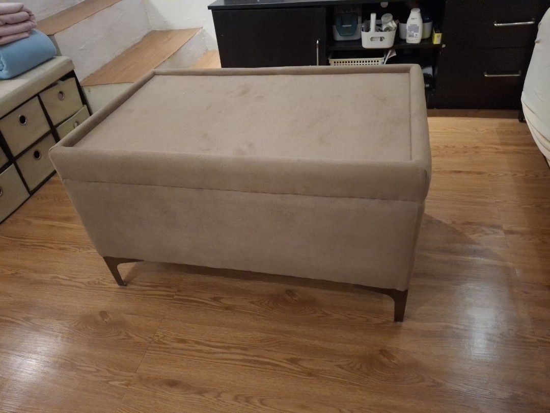 Fabric Coffee Table (Category: Tables & Sets) located in Manila. Submitted by annefinds.33 (Listing ID 1451294666, Image 2). Description: Length: 81 cm or 32" Width: 50 cm or 20" Height: 46.5 cm or 18.5" Leg Height: 13 cm or 5" Color: Brownish RFS: Going abroad soon, need space..