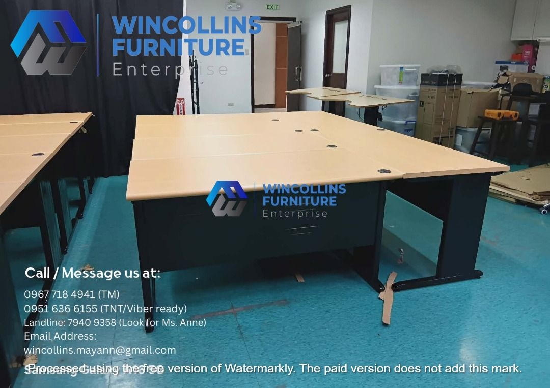 Freestanding Table with Modesty / Office Table (Category: Tables & Sets) located in Quezon City. Submitted by wincocami_ (Listing ID 1451191825, Image 1). Description: Freestanding Table / Office Table / Computer Table Melamine scratch proof table top with grommet Metal modesty and legs Color: Light grey Size: 120cmLx60Dcmx76H.