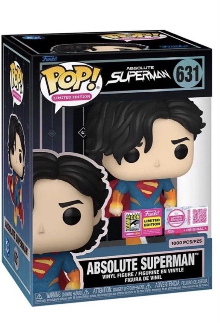 Funko Pop! Absolute Superman 631 Limited Edition (Category: Designer & Blind Box Toys) located in Manila. Submitted by 120collectiblesbyrjtt (Listing ID 1451273653, Image 1). Description: - Limited Edition Funko Pop! Absolute Superman 631 - Only 1000 pieces made worldwide - Includes original box - NOT SHARED STICKER - SDCC EXCLUSIVE STICKER - Features Comic-Con sticker - Must-have for Superman fans and collectors.