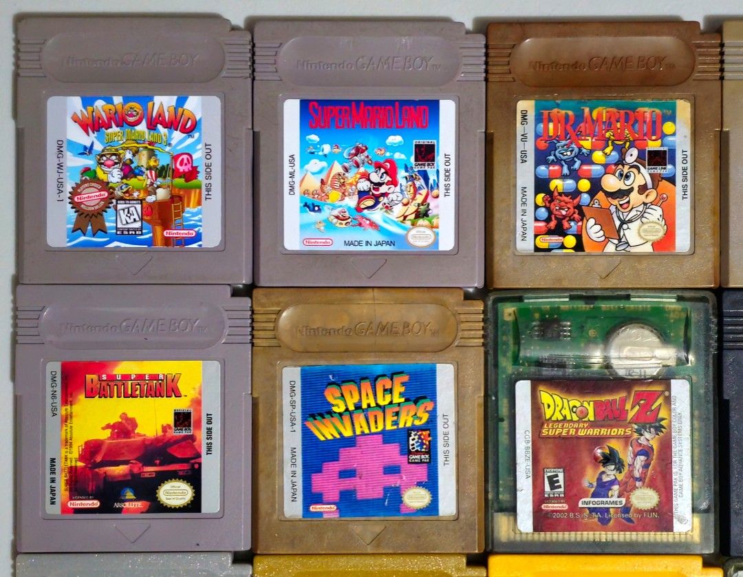 Gameboy Cartridges (All Authentic) (Category: Nintendo) located in Santa Rosa. Submitted by j.r.constantino (Listing ID 1445921027, Image 2). Description: 📣 For sale Original GB/GBC Games 📣 🏷️ Wario Land: Super Mario Land 3 (relabel) - ₱800 🏷️ Super Mario Land (relabel) - ₱700 🏷️ Dr. Mario -₱ 450 🏷️ Tetris - ₱600 🏷️ Tetris DX - ₱1,200 🏷️ Balloon Kid - ₱600 🏷️ Super Battletank - ₱500 🏷️ Space Invaders - SOLD 🏷️ Dragon Ball Z Legendary S
