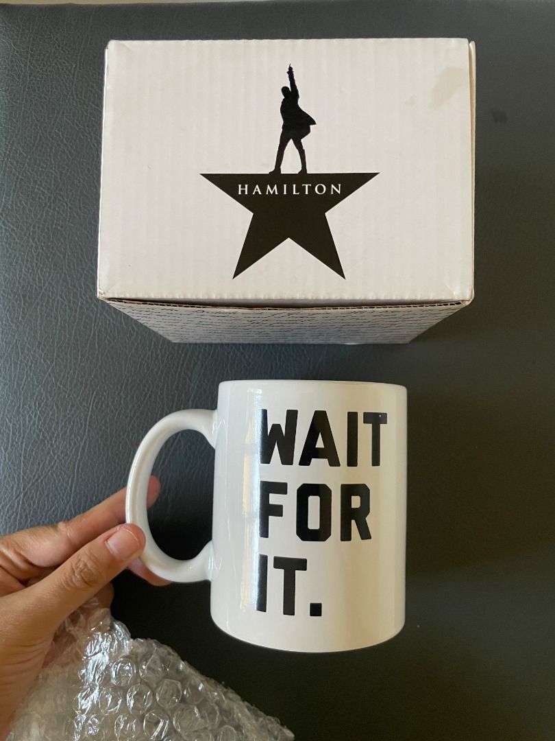 FREE Shipping Hamilton Wait For It Mug (Category: Coffee & Tea Tableware) located in Las Pinas. Submitted by geldeclutters (Listing ID 1451151304, Image 3). Description: ₱800 slightly negotiable Brand new, never used Bought from Hamilton Manila in 2023 RFS: Supposed to be a gift for a friend pero di natuloy, ngayon ko lang nakita na I still have it in storage 📍Talon Singko, Las Piñas Meetup at Metrotowne or Southmall FREE shipping via next day d