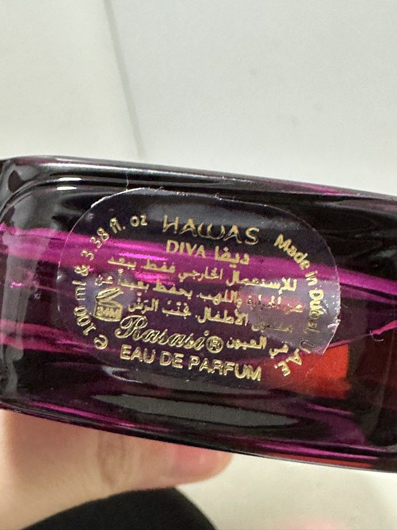 Hawas Diva (Category: Fragrance & Deodorants) located in Cainta. Submitted by sploot1 (Listing ID 1451261637, Image 2). Description: Good as new 90ml left. No issues. No box. 100% legit bought from legit shop. RFS declutter & need funds Can do shipping via lalamove Gcash payment only via shipping Cainta Rizal loc.